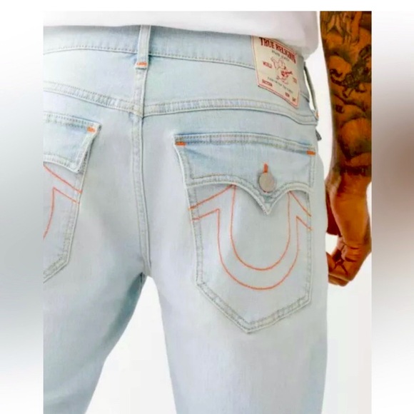 True Religion Mens Geno Orange Stitch Flap
Pocket Relaxed Slim Fit Stretch - Picture 1 of 2